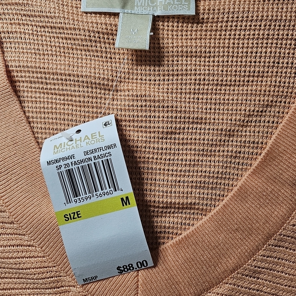 NEW Michael Kors Coral White Colorblock Dolman Sleeve Sweater Medium - Picture 5 of 8